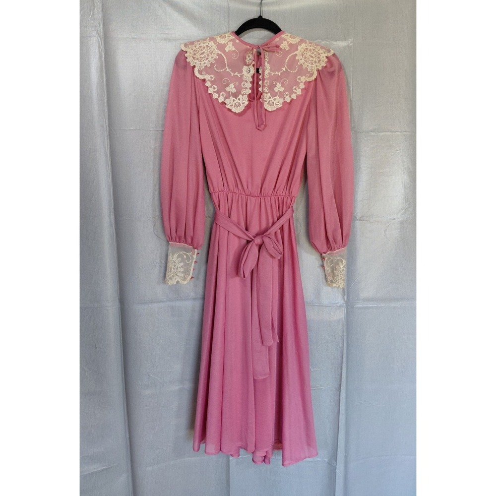 Vintage Union Made Lace Trimmed Dress Sz 9/10 - Picture 2 of 16